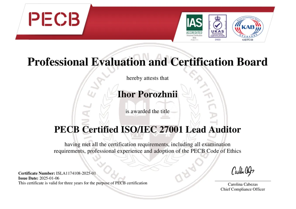 Професійний прорив: одразу +4 ISO/IEC 27001 Lead Auditor 3
